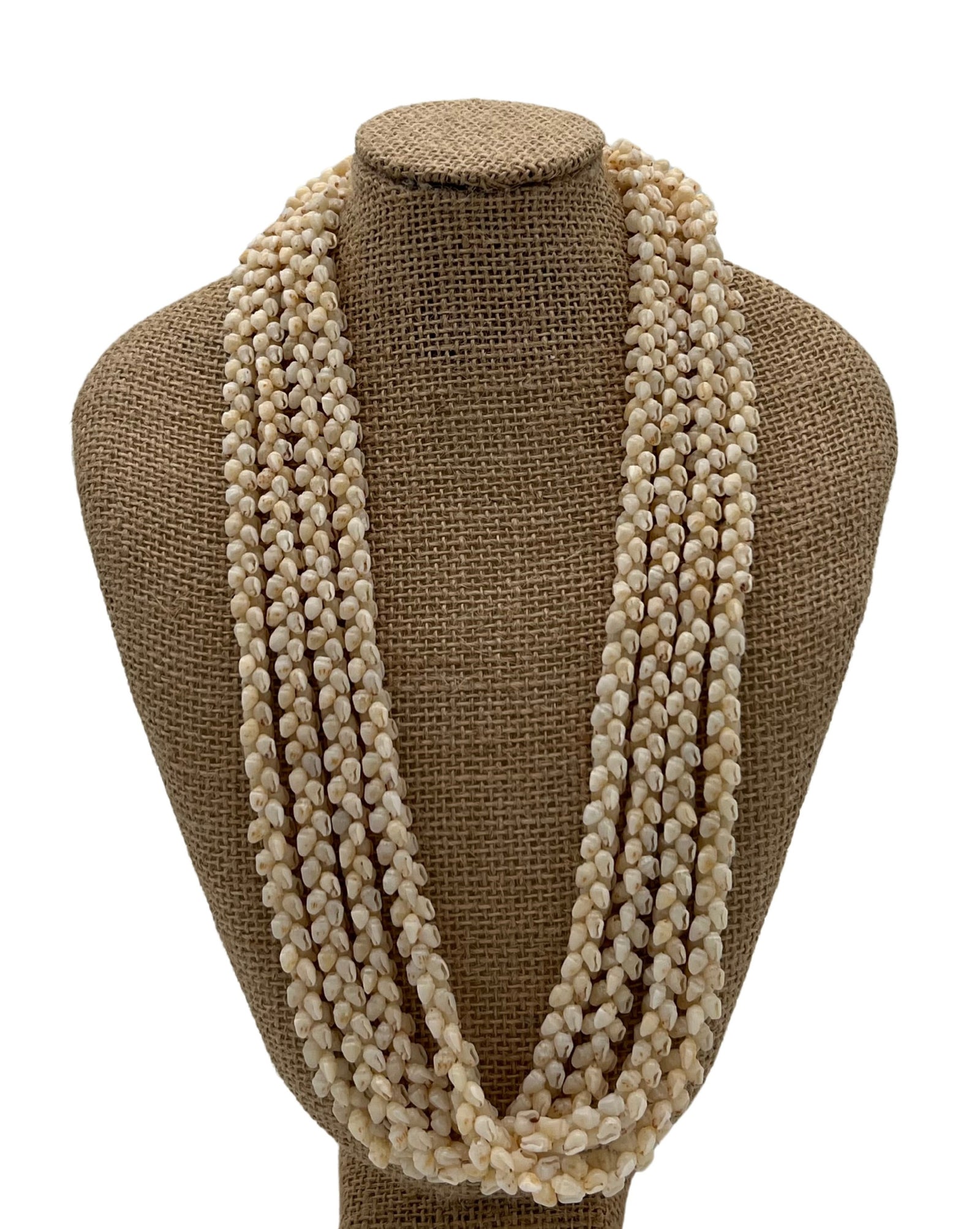 Pop-Up Mākeke - JJ Ohana - Ni‘ihau 24in 4 Strand Pikake Shell Lei #1015