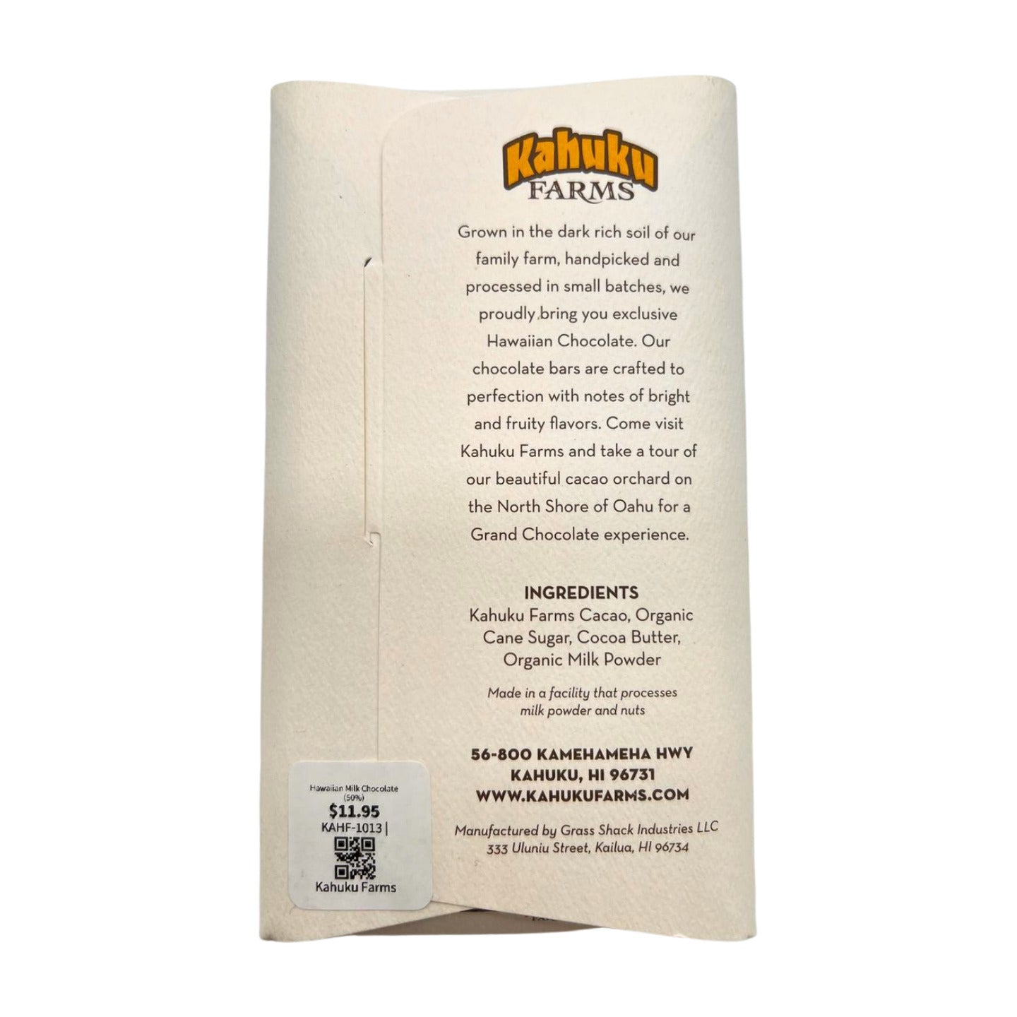 Pop-Up Mākeke - Kahuku Farms - Hawaiian Milk Chocolate (50%) - Front View