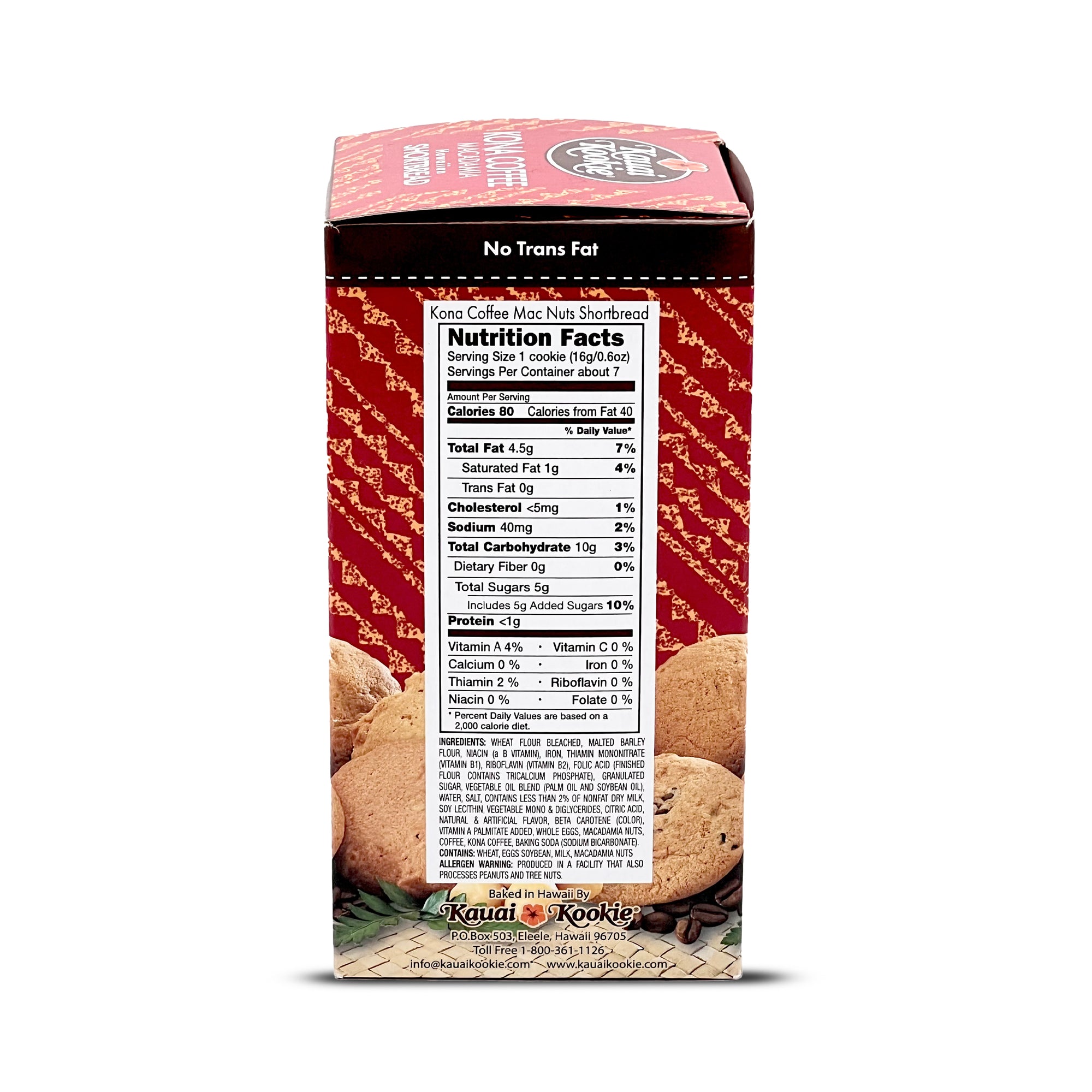 Pop-Up Mākeke - Kauai Kookie - Classic Kona Coffee Macadamia Nut Cookies - Nutritional Information