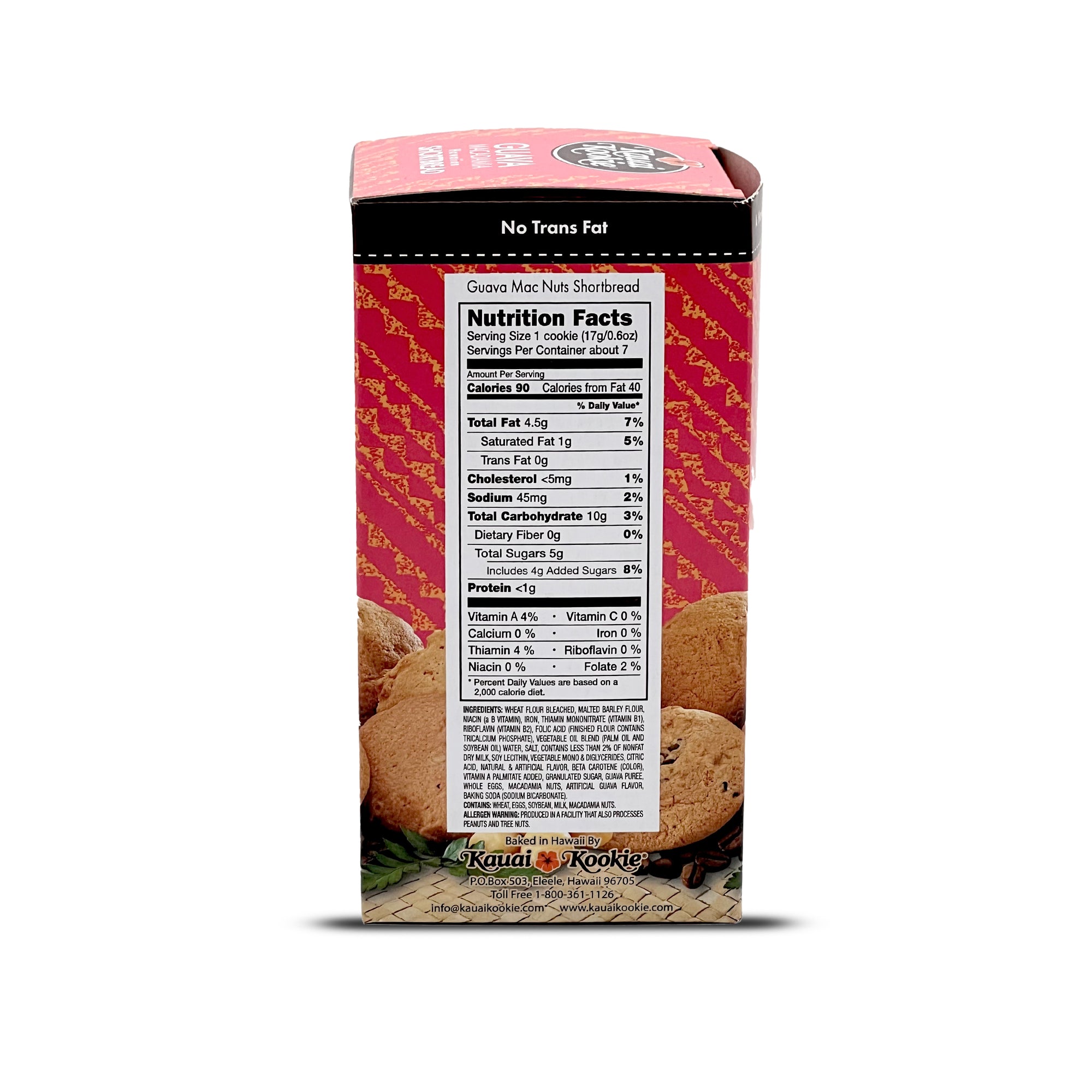 Pop-Up Mākeke - Kauai Kookie - Hawaiian Shortbread Guava Macadamia Nut Cookies - Nutritional Information