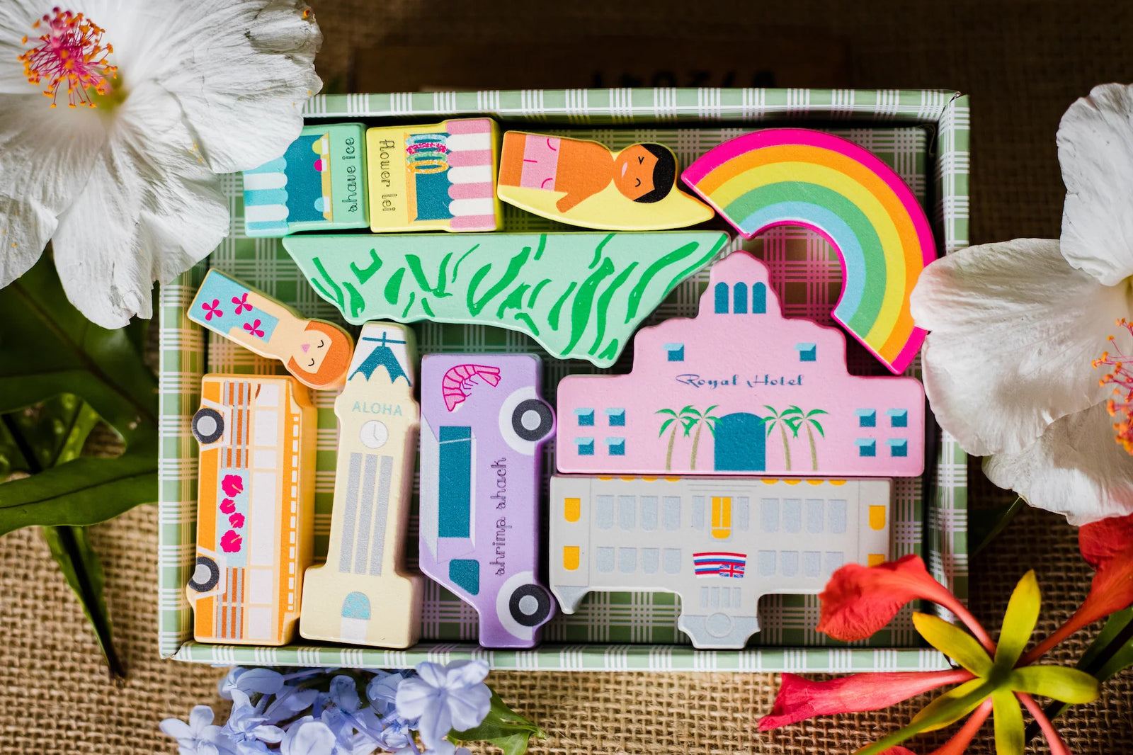 Pop-Up Mākeke - Keiki Kaukau - Alohaland Wooden Blocks - Front View