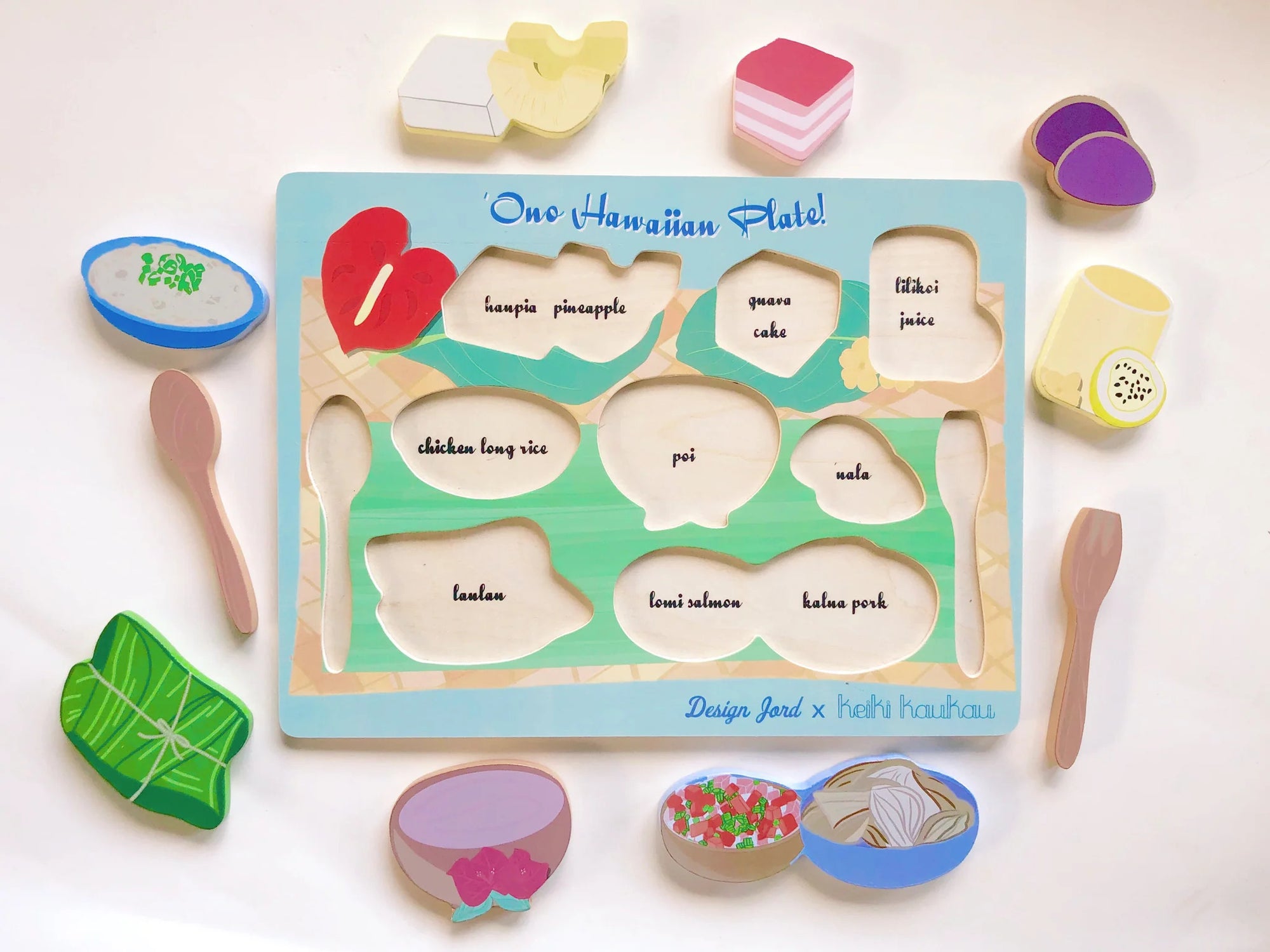 Pop-Up Mākeke - Keiki Kaukau - Chunky Hawaiian Plate Wood Puzzle