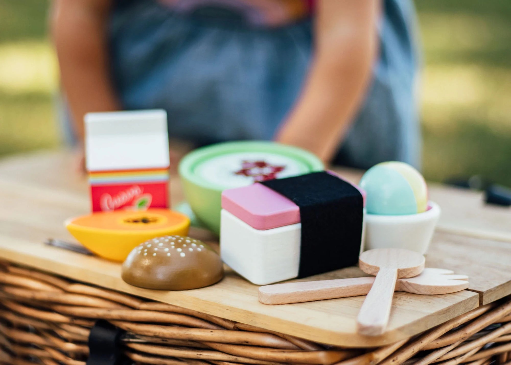 Pop-Up Mākeke - Keiki Kaukau - Wooden Play Food Set - In Use