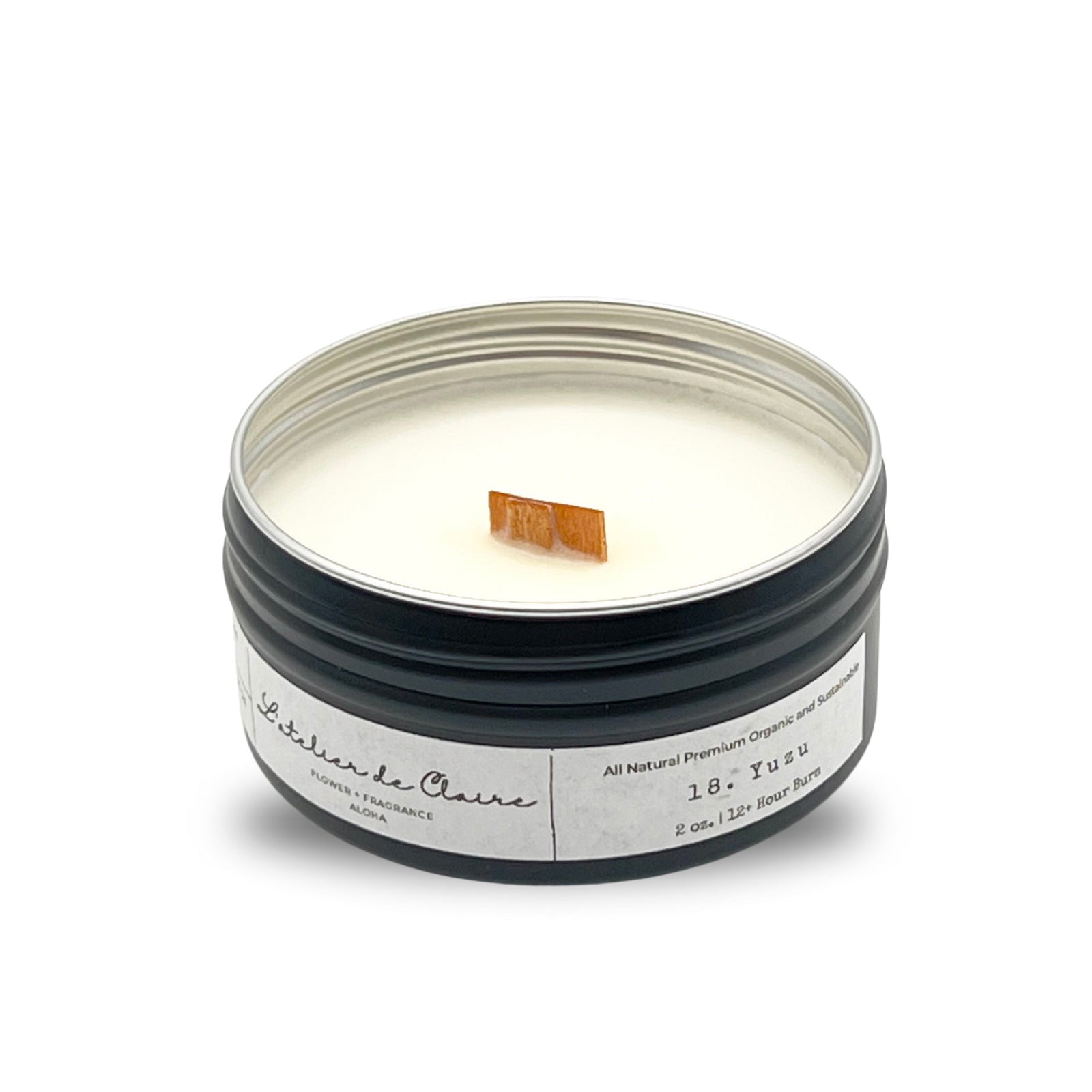 Pop-Up Mākeke - L'atelier de Claire - Travel Tin Can Candle - Yuzu Scent - Open