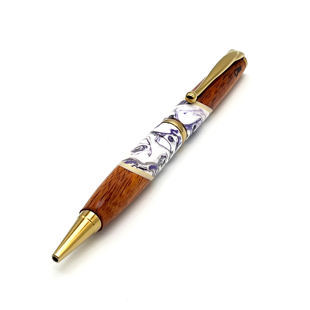 Pop-Up Mākeke - Lau Lau Woodworks - Designer Slim Ballpoint Pen - Style #2 - Front View