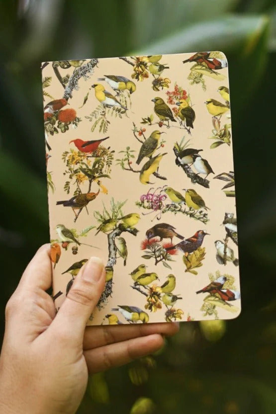 Pop-Up Mākeke - Laulima Hawai'i - Hawaiian Honeycreeper Blank Journal - Blush - Front View