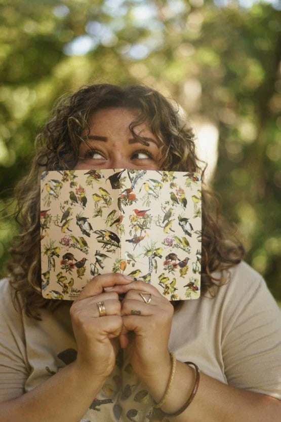 Pop-Up Mākeke - Laulima Hawai'i - Hawaiian Honeycreeper Blank Journal - Blush - Open