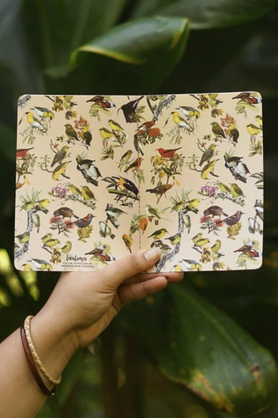 Pop-Up Mākeke - Laulima Hawai'i - Hawaiian Honeycreeper Blank Journal - Blush - Open