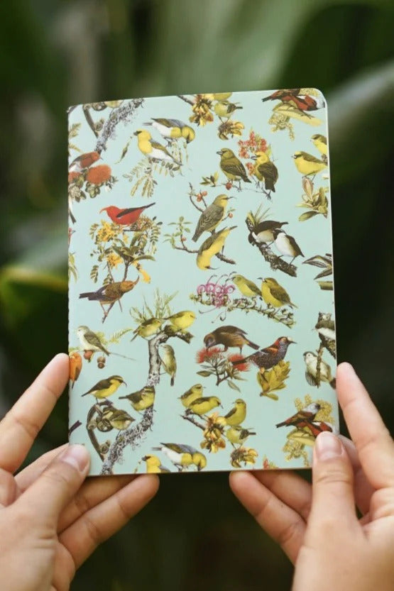 Pop-Up Mākeke - Laulima Hawai'i - Hawaiian Honeycreeper Blank Journal - Sky Blue - Front View