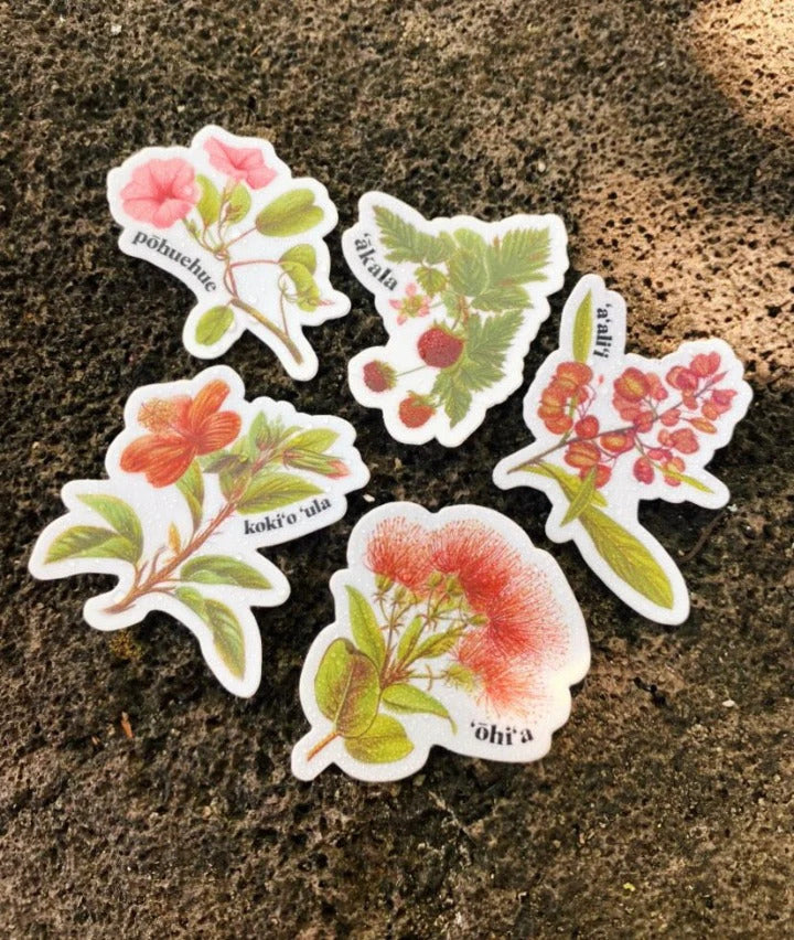 Pop-Up Mākeke - Laulima Hawai&#39;i - Native Pua Sticker Pack