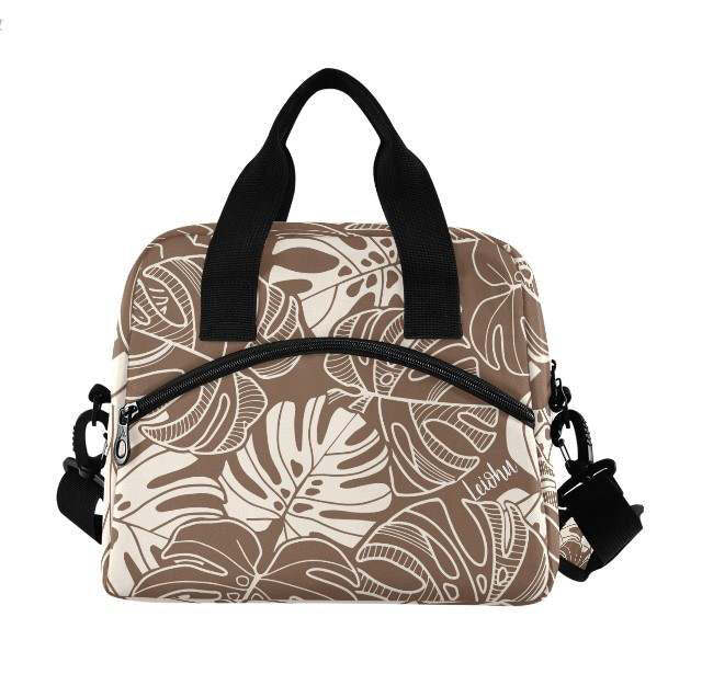 Pop-Up Mākeke - Lei&#39;ohu Designs - Insulated Cooler Lunch Bag - Monstera Dream Mocha