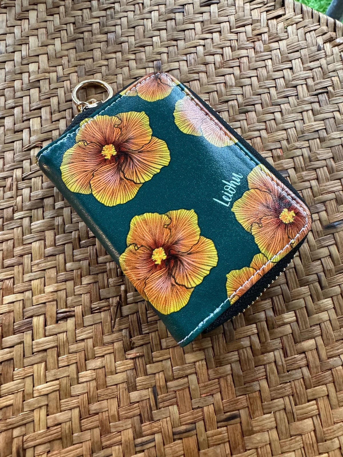 Pop-Up Mākeke - Lei&#39;ohu Designs - Mini Wallet - Sunrise Hibiscus - Front View