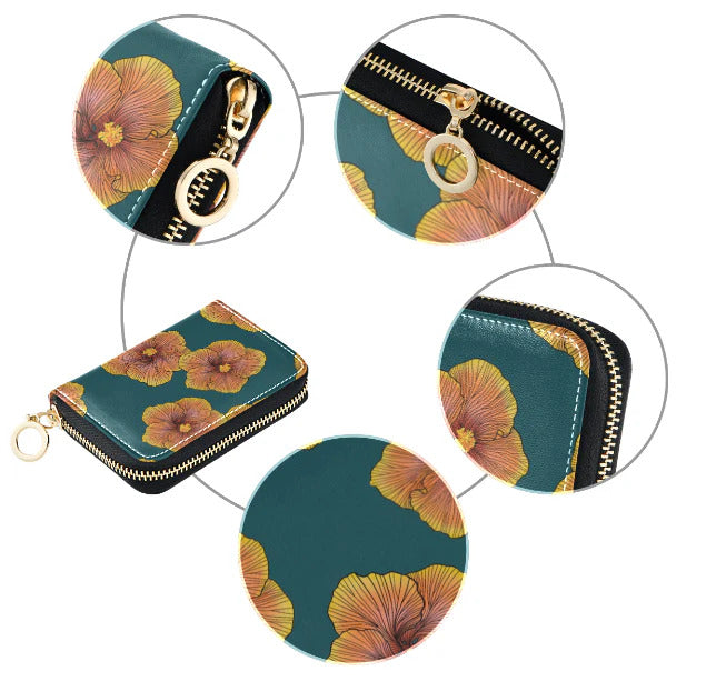 Pop-Up Mākeke - Lei'ohu Designs - Mini Wallet - Sunrise Hibiscus - Front View