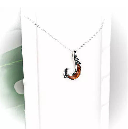 Pop-Up Mākeke - LewisKoa Co. - Koa Sterling Silver Pendant &amp; Chain - Hook