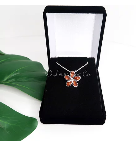 Pop-Up Mākeke - LewisKoa Co. - Koa Sterling Silver Pendant & Chain - Plumeria