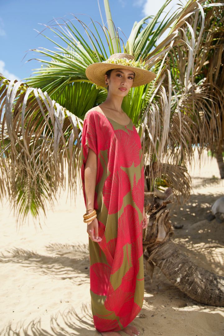 Pop-Up Mākeke - Lotus &amp; Lime - Palama Zen Maxi Dress - Dragonfruit - Front View
