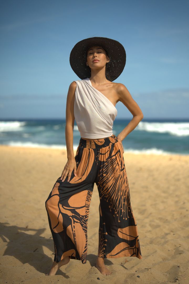 Pop-Up Mākeke - Lotus &amp; Lime - Palazzo Pants - Ohia in Black &amp; Bronze