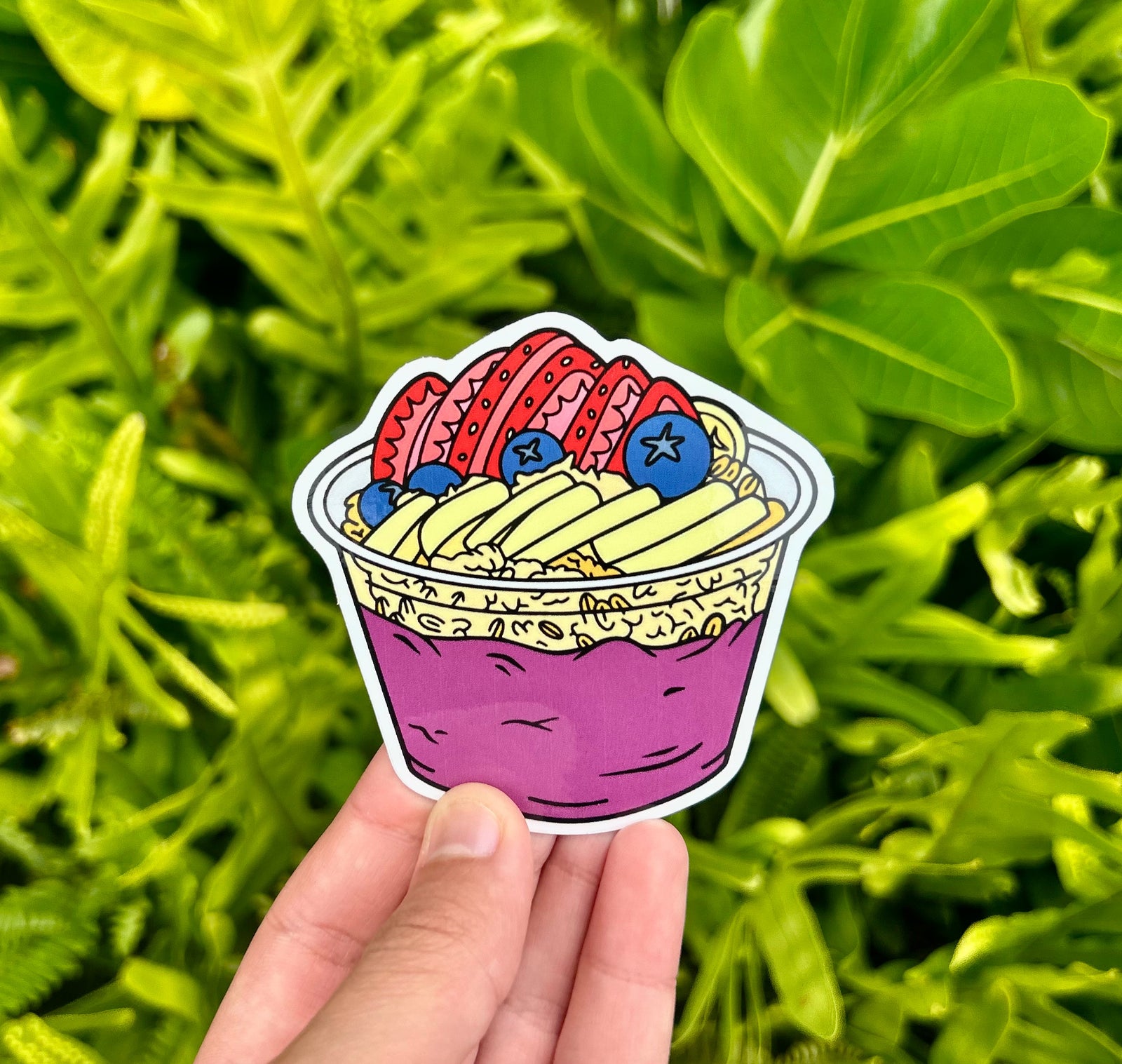 Pop-Up Mākeke - Mahea Leah - Acai Bowl Sticker - Front View