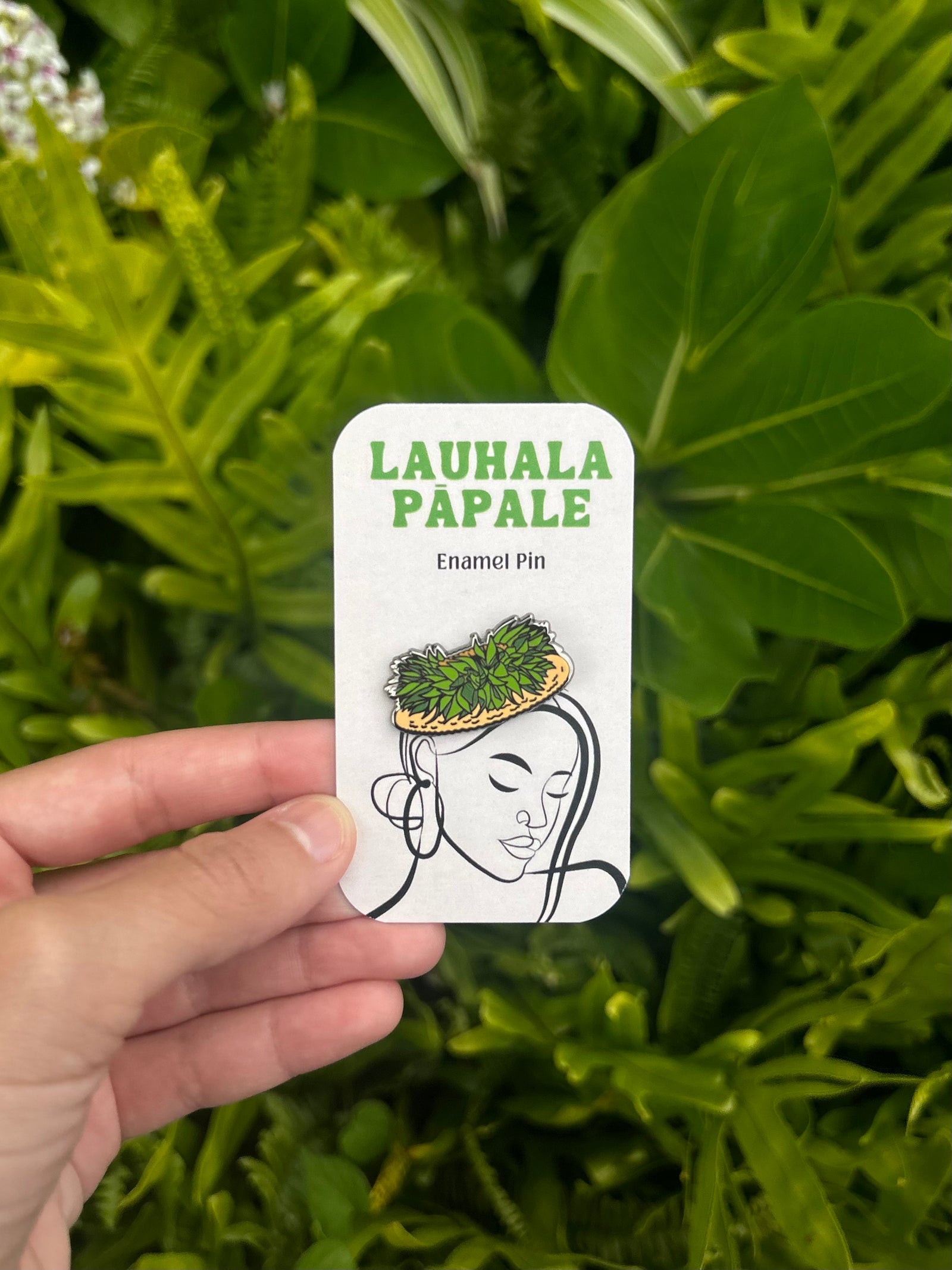 Pop-Up Mākeke - Mahea Leah - Lauhala Papale Enamel Pin - Front View