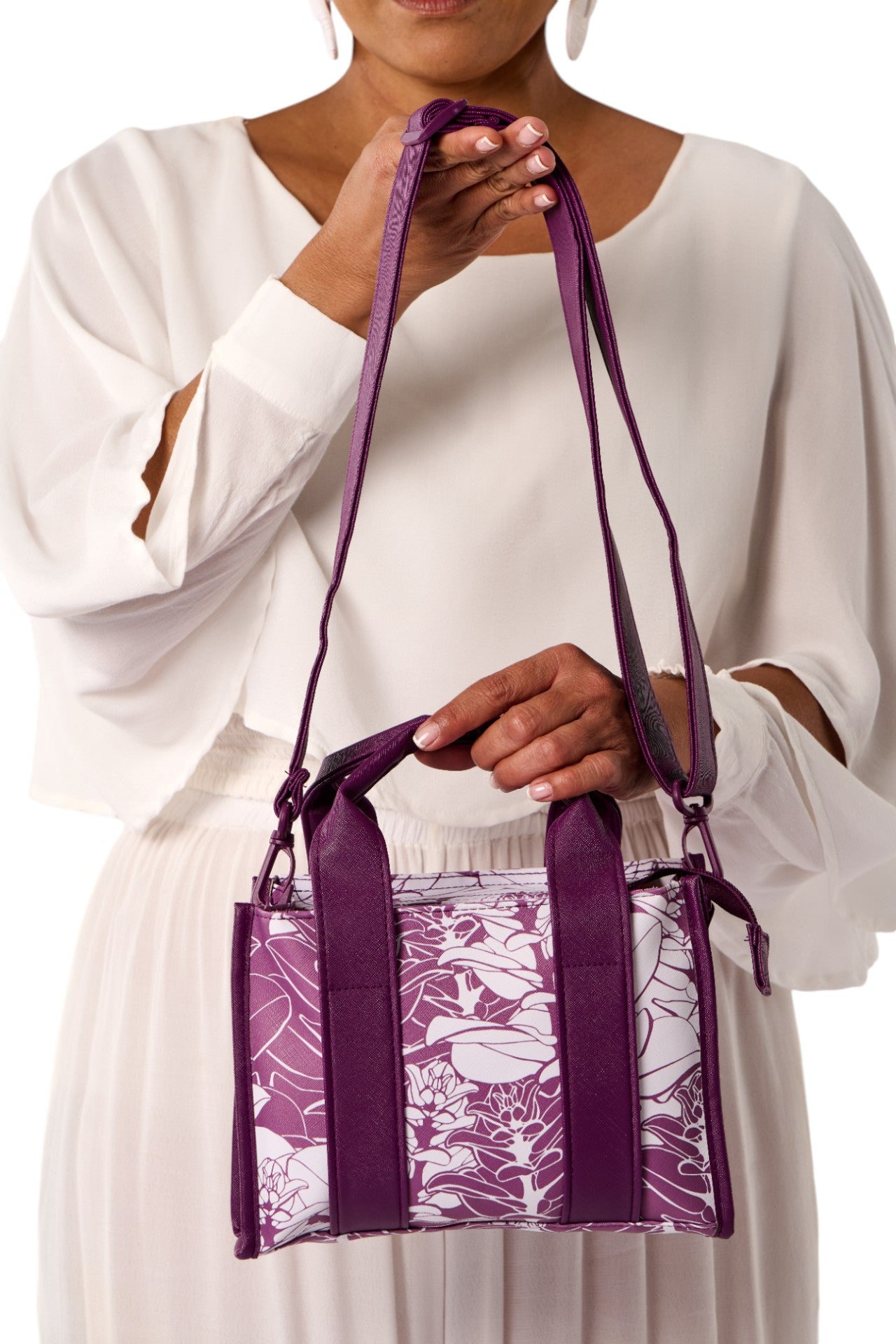 Baby Tote Bag - Liko in Argyle Purple & Brilliant White