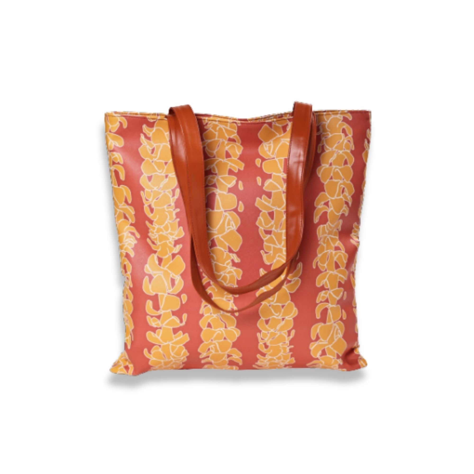 Pop-Up Mākeke - Manaola - Puke (Book) Tote Bag - Lei Puakenikeni in Apricot Brandy