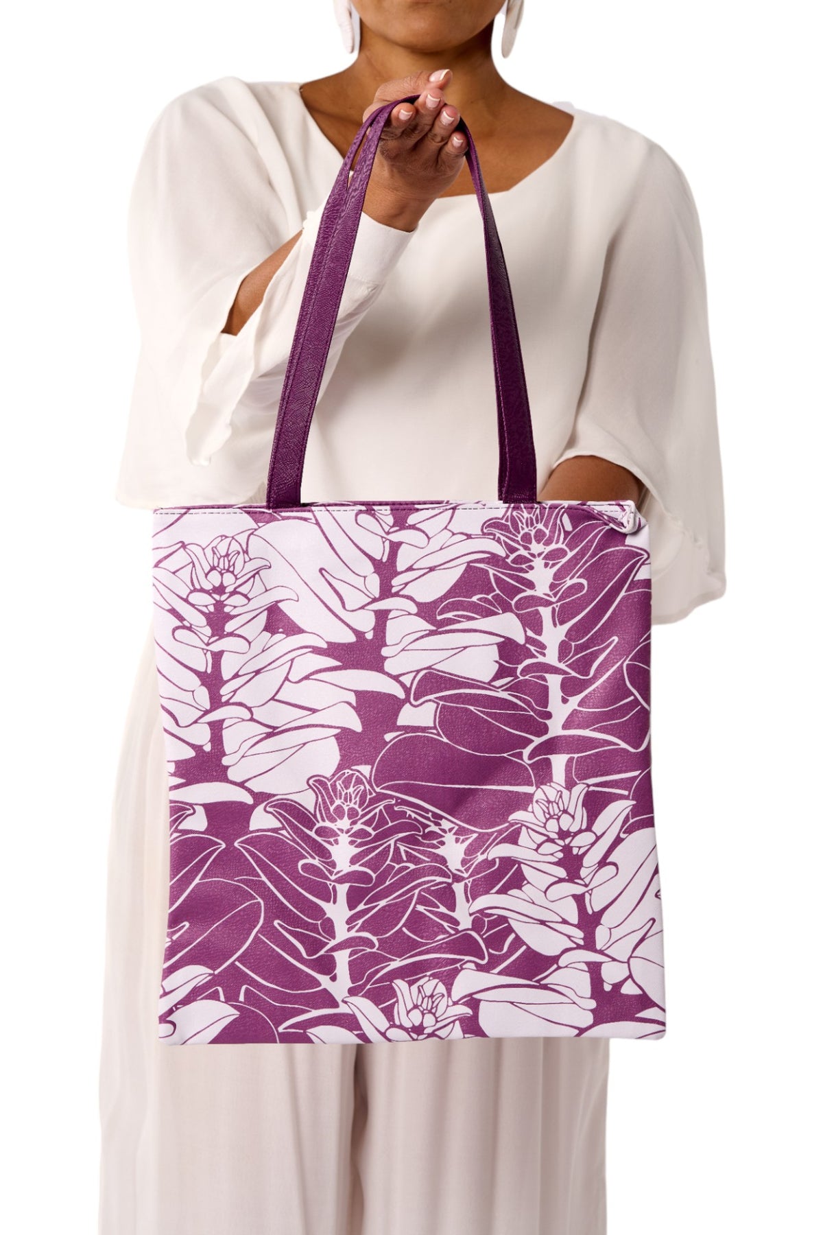 Puke (Book) Tote Bag - Liko in Argyle Purple &amp; Brilliant White