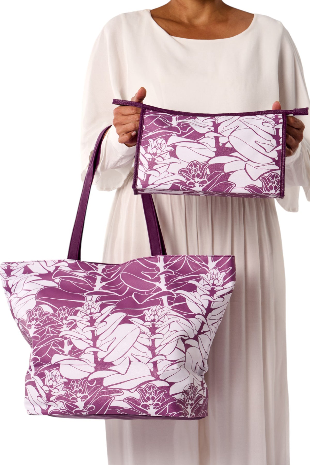 Wailani Tote Bag - Liko in Argyle Purple &amp; Brilliant White