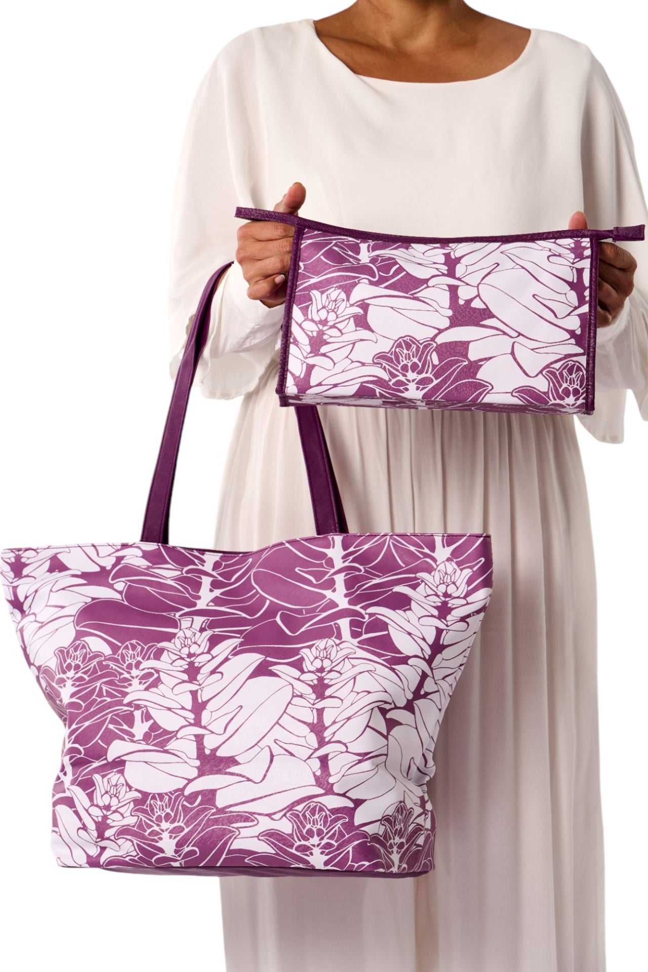 Wailani Tote Bag - Liko in Argyle Purple & Brilliant White