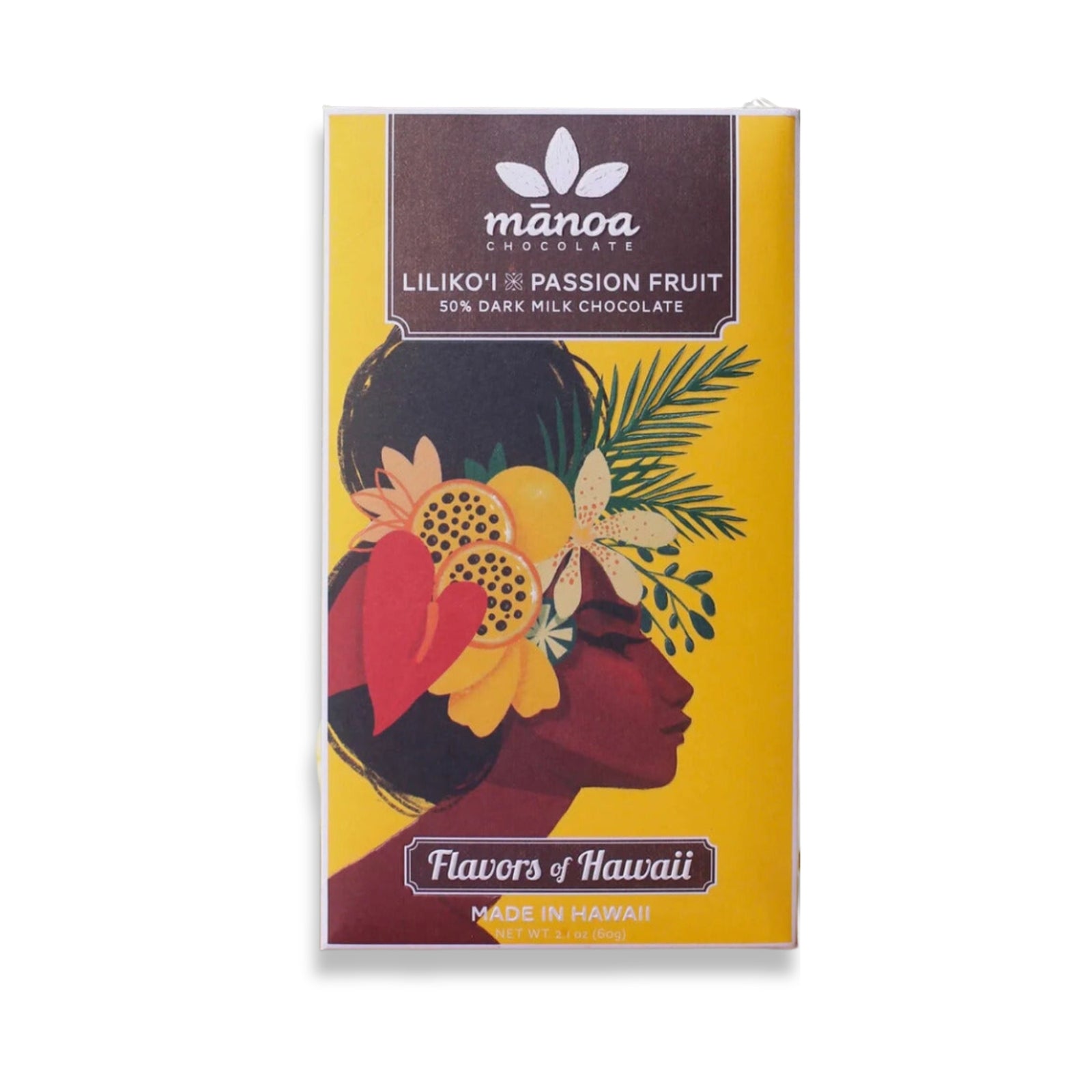 Pop-Up Mākeke - Manoa Chocolate - Lilikoʻi x Passion Fruit Dark Chocolate Bar - Front View