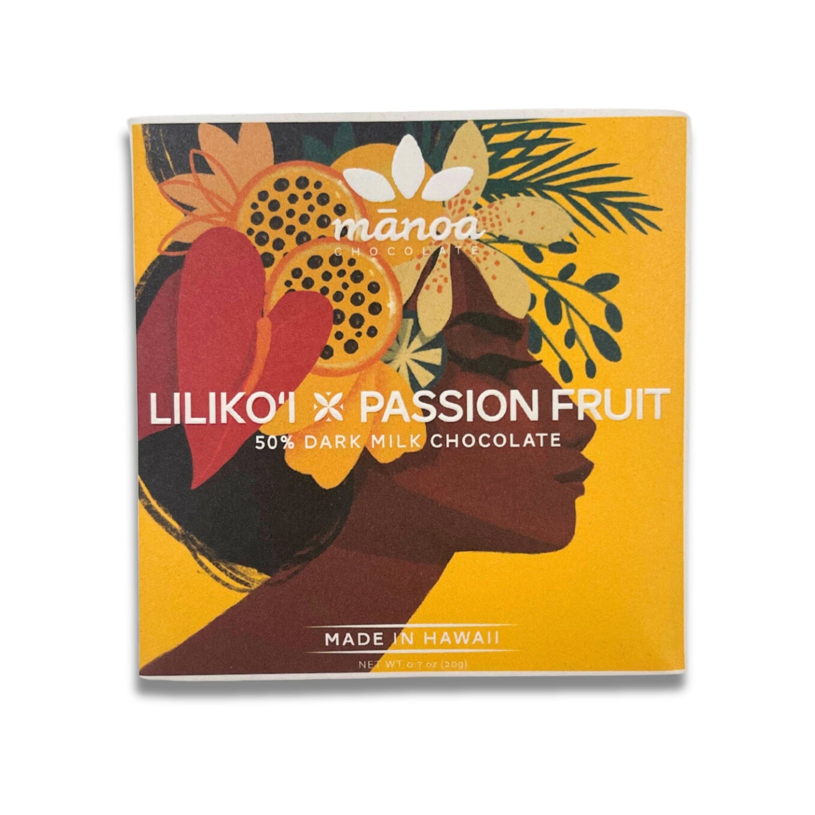 Pop-Up Mākeke - Manoa Chocolate - Lilikoʻi x Passion Fruit Mini Dark Chocolate Bar - Front View