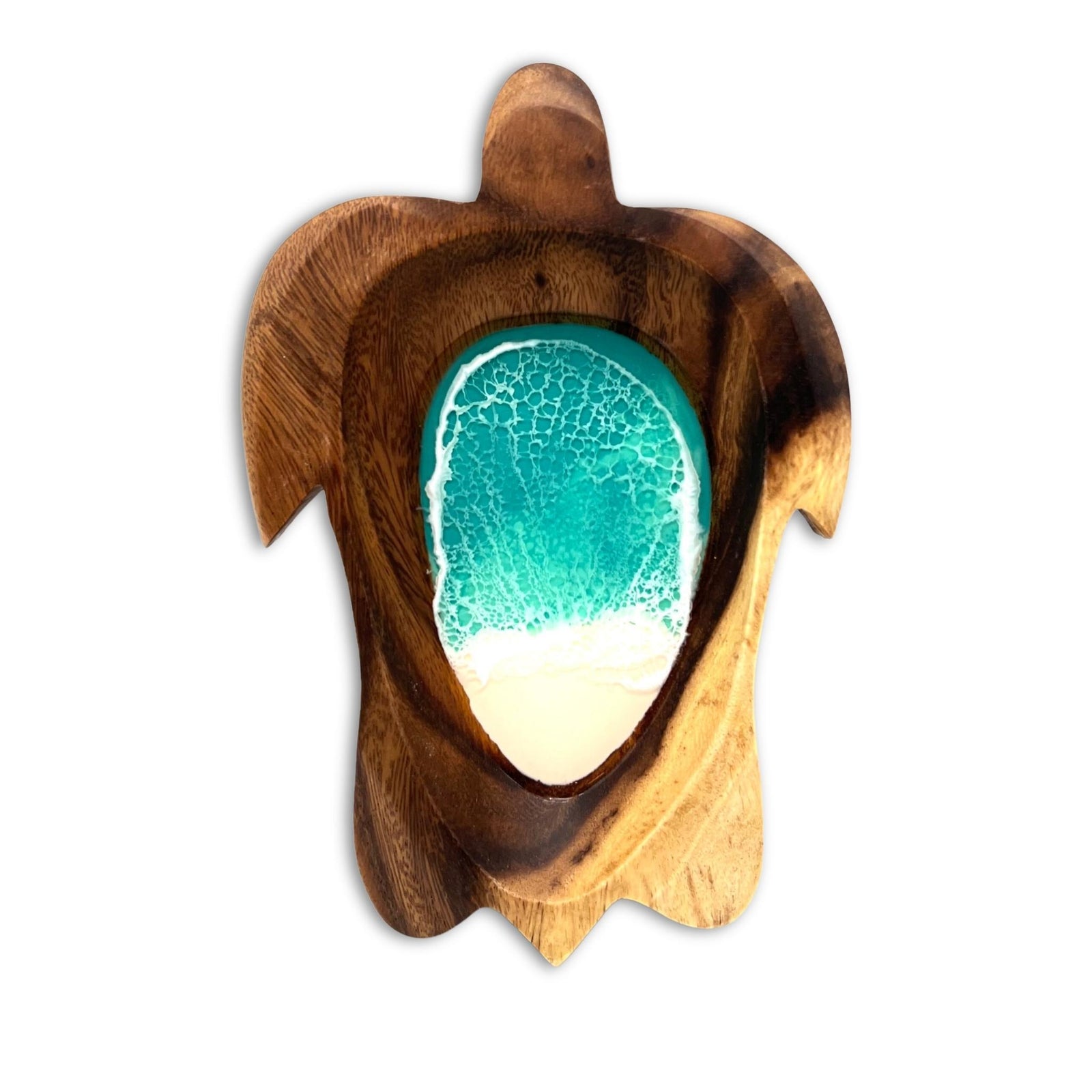 Pop-Up Mākeke - Marr Artworks - Turtle Resin Wood Bowl - Aqua - Small