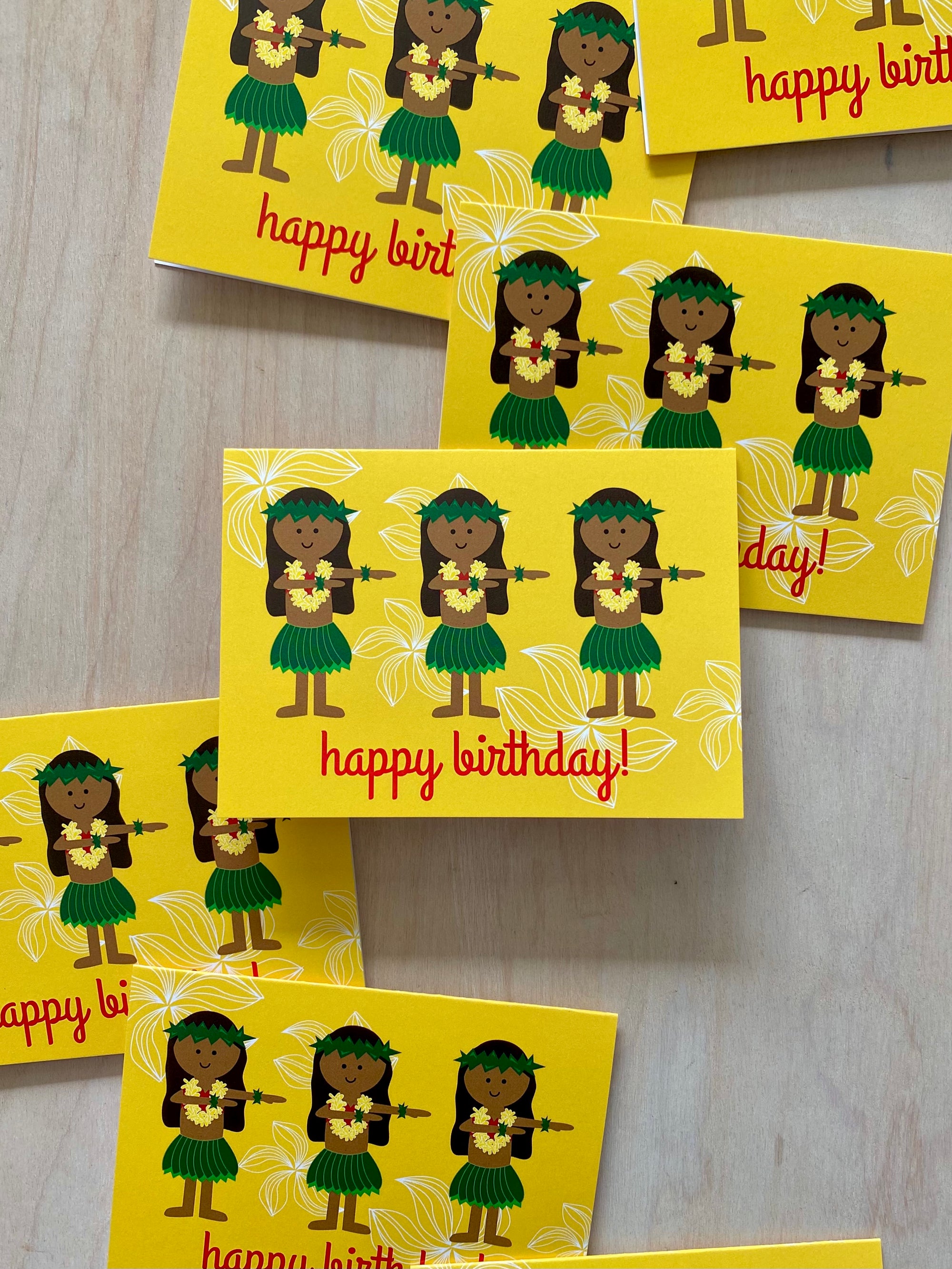 Pop-Up Mākeke - Matsumoto Studio - Hula Happy Birthday Blank Notecard