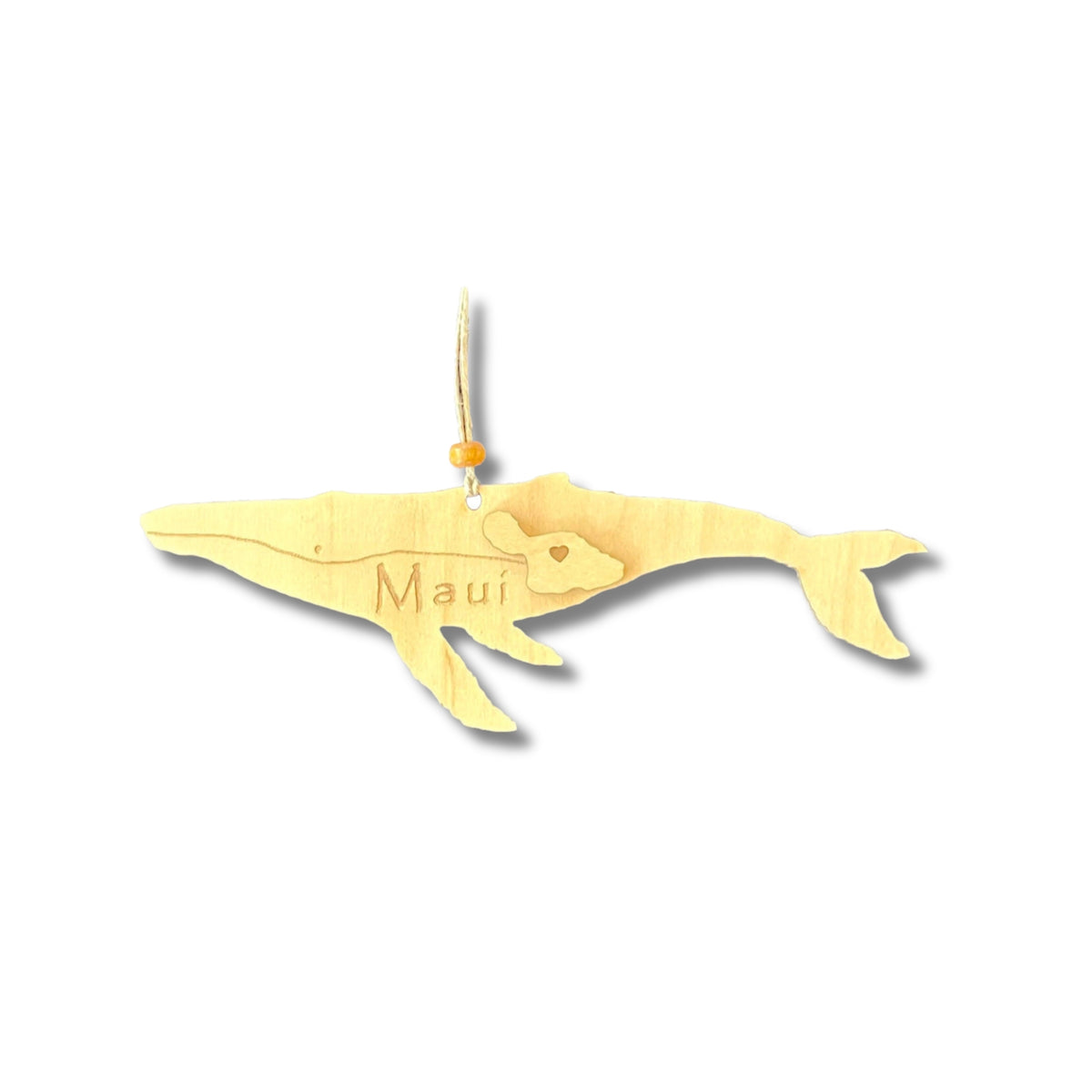 Pop-Up Mākeke - Maui Island Love - Humpback Whale Wooden Ornament