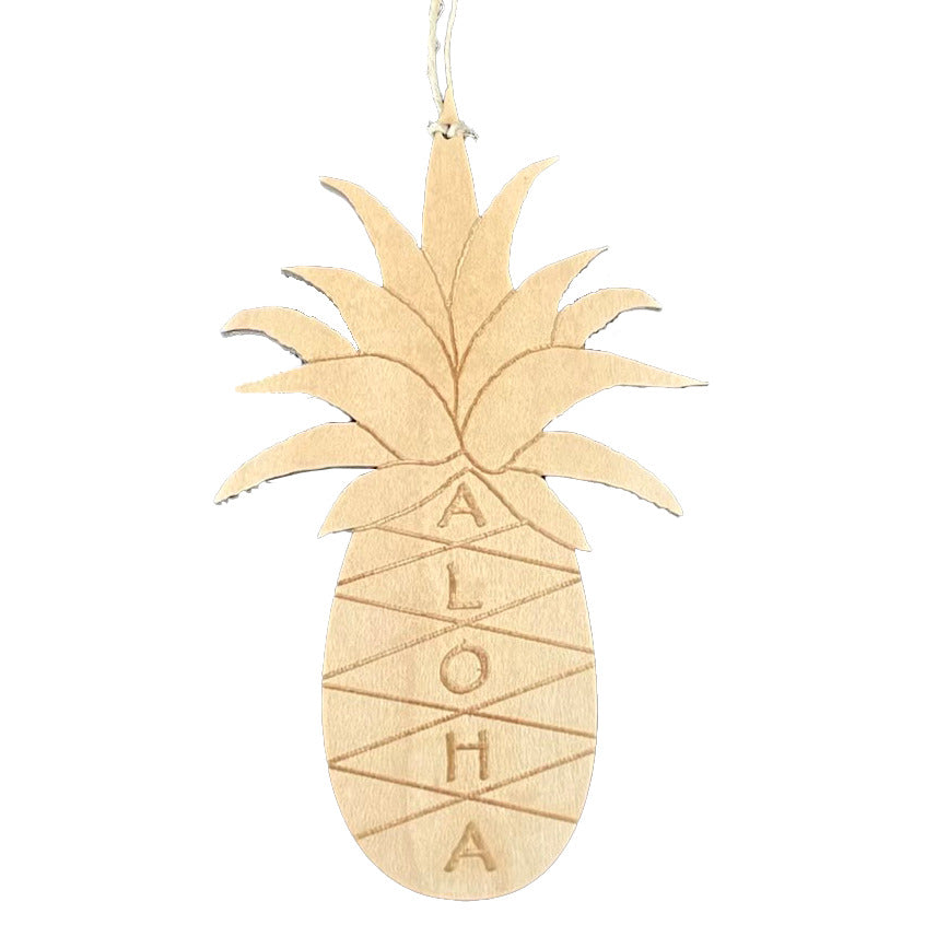 Pop-Up Mākeke - Maui Island Love - Pineapple Wooden Ornament