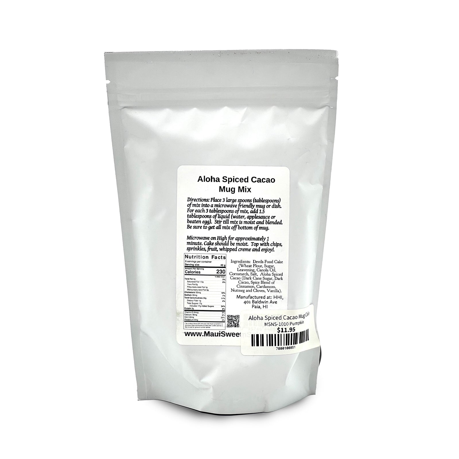 Pop-Up Mākeke - Maui SweetnSpicy - Aloha Spiced Cacao Mug Cake - Pumpkin - Back View