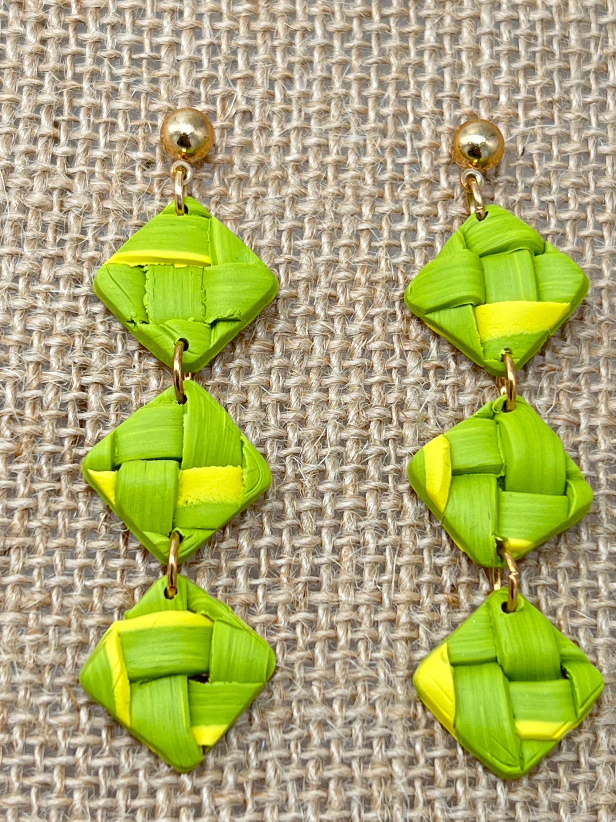 Green Lauhala Earrings