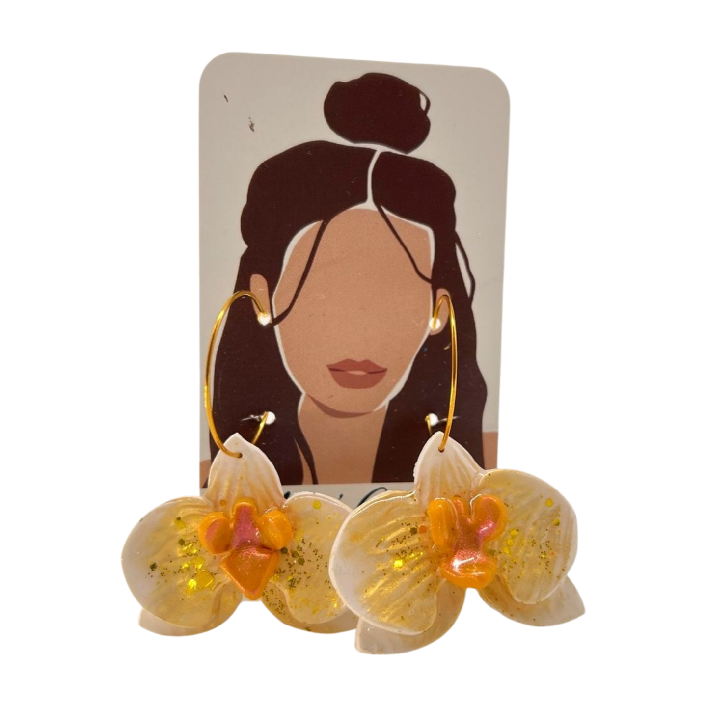 Orchid Dangle Earrings - Orange