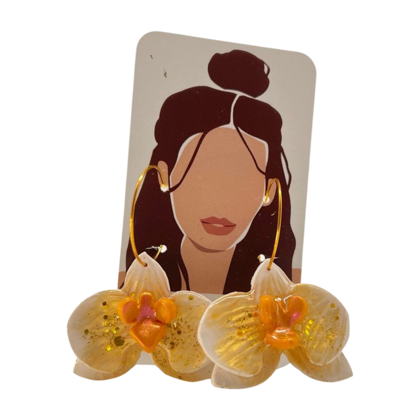 Orchid Dangle Earrings - Orange