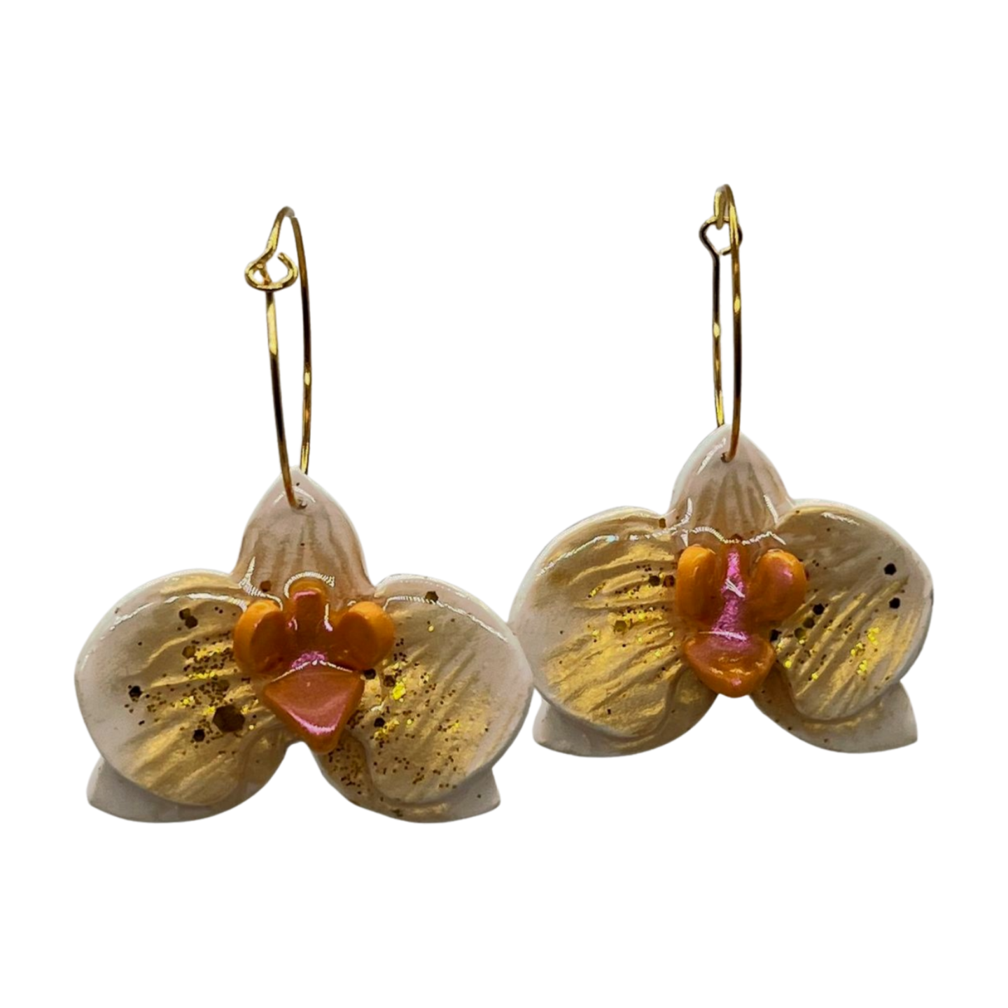 Orchid Dangle Earrings - Orange