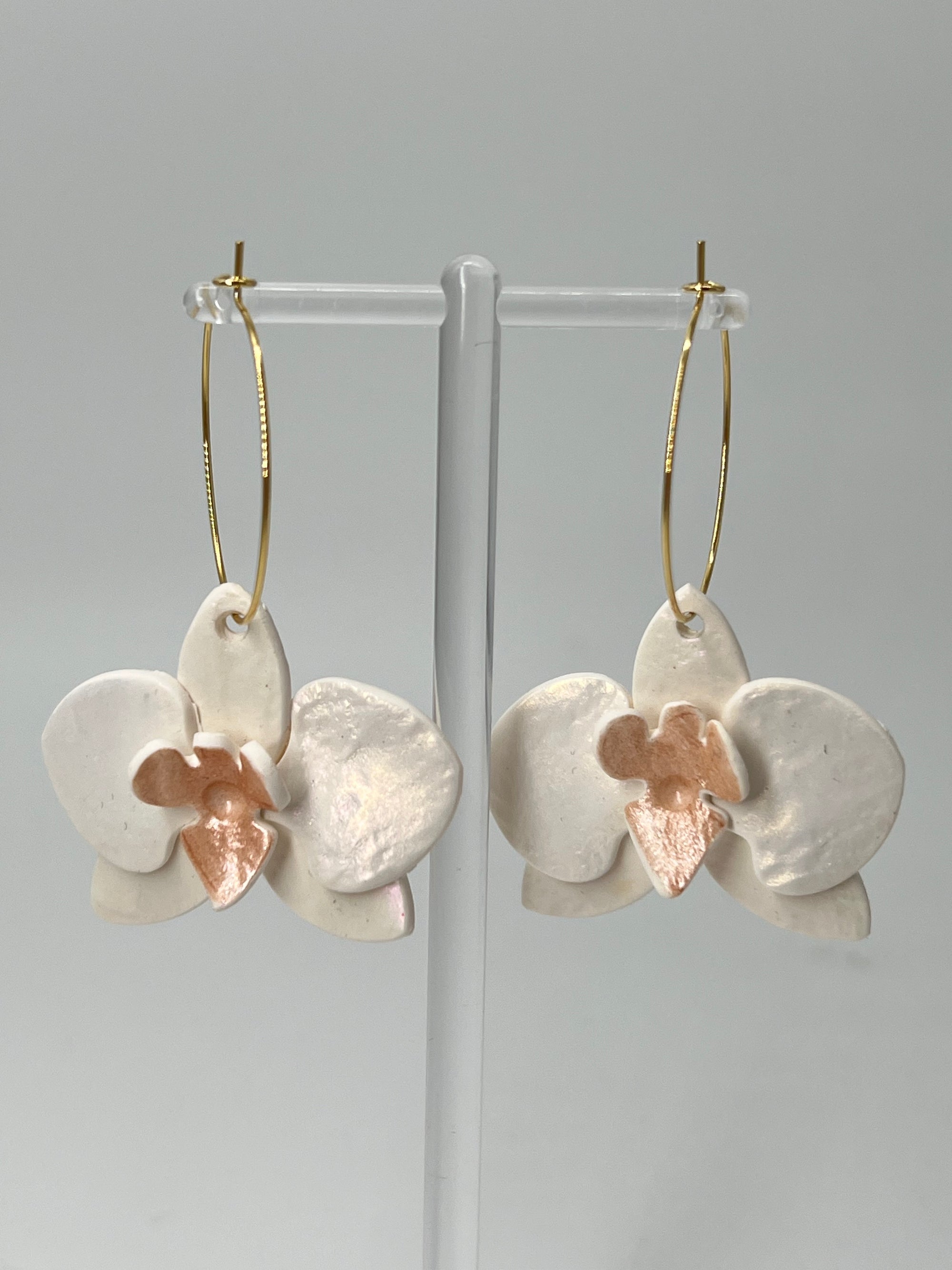 Orchid Dangle Earrings - Pink & White