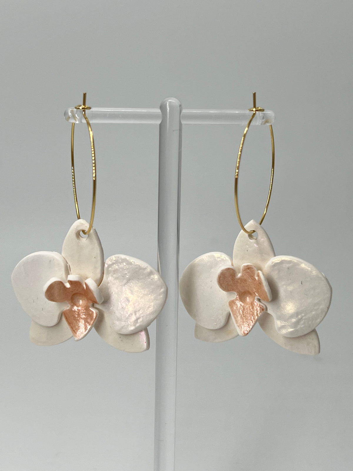 Orchid Dangle Earrings - Pink &amp; White