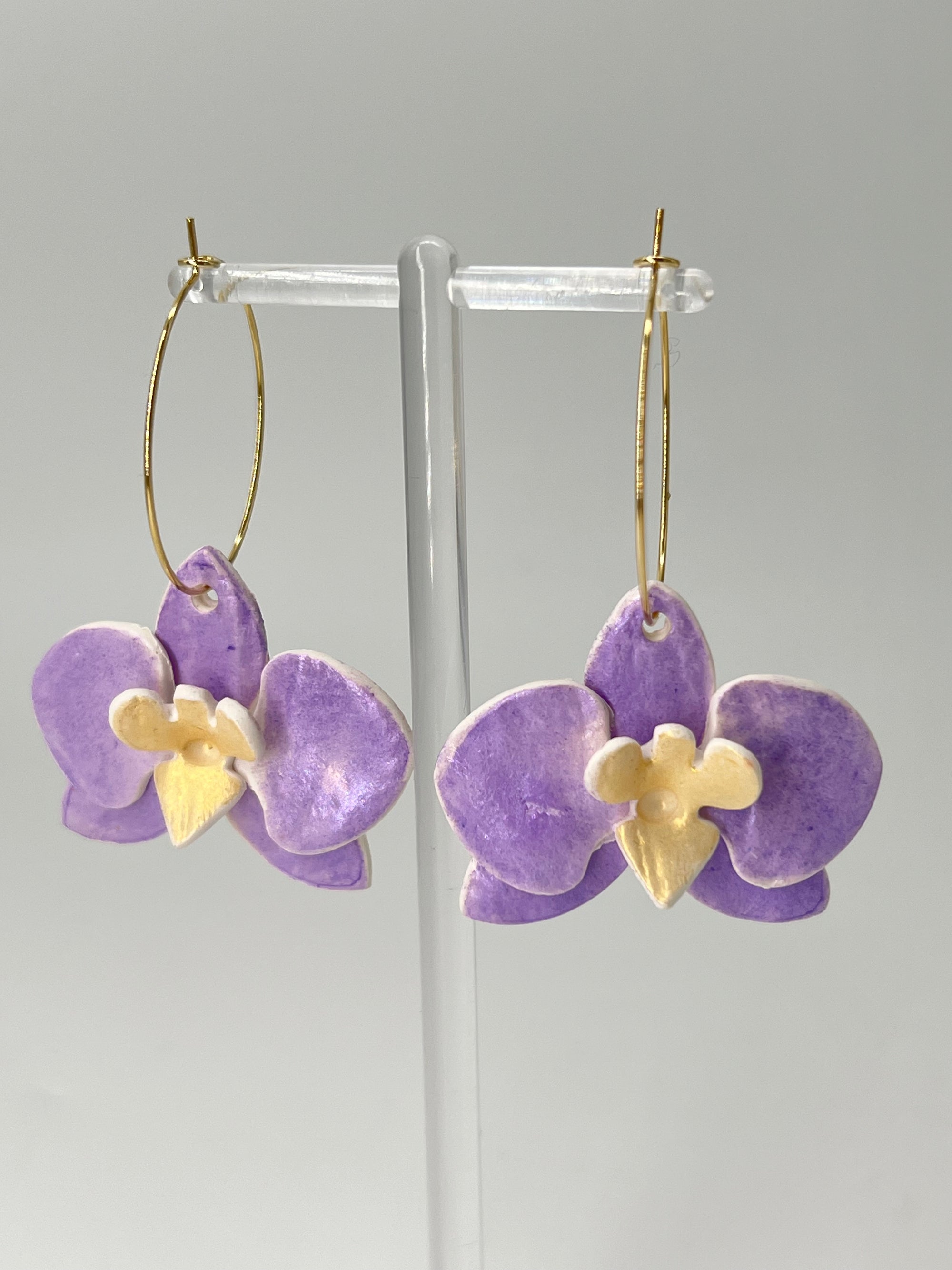 Orchid Dangle Earrings - Purple