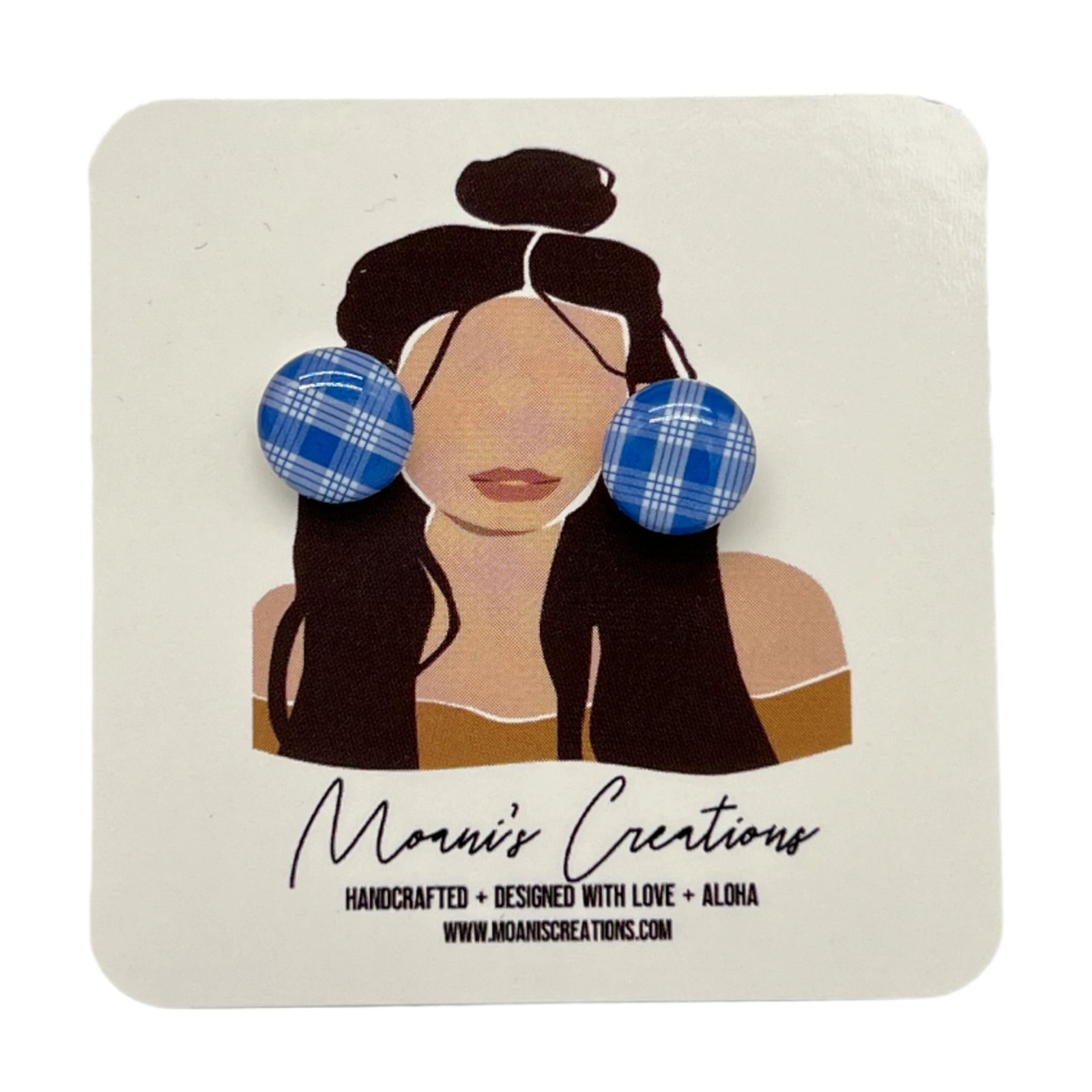 Small Palaka Stud Earrings - Blue