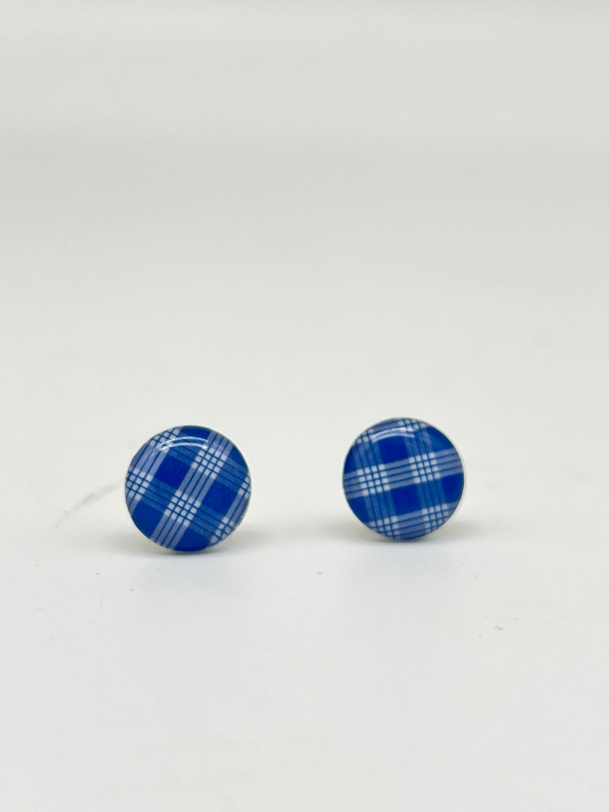 Small Palaka Stud Earrings - Blue