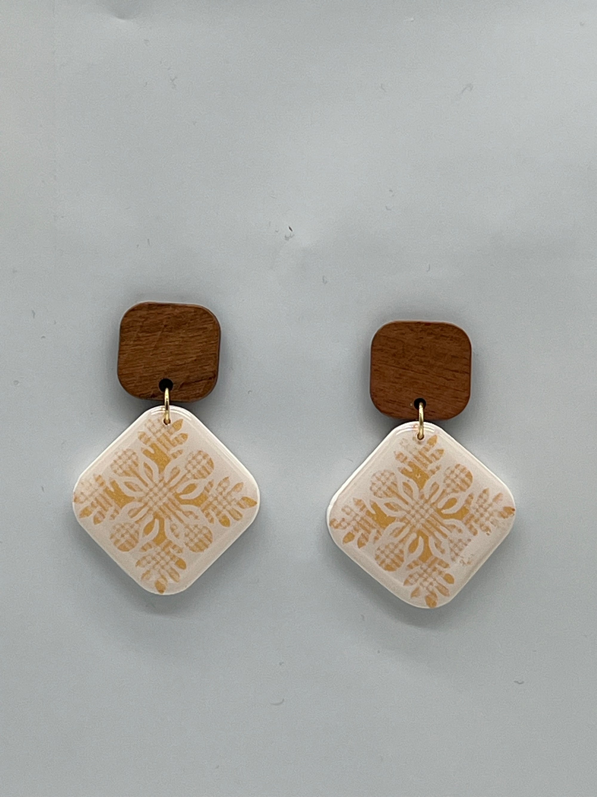 Quilt Earrings - Light Orange