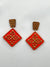 Quilt Earrings - Red & Gold