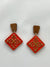 Quilt Earrings - Red & Gold