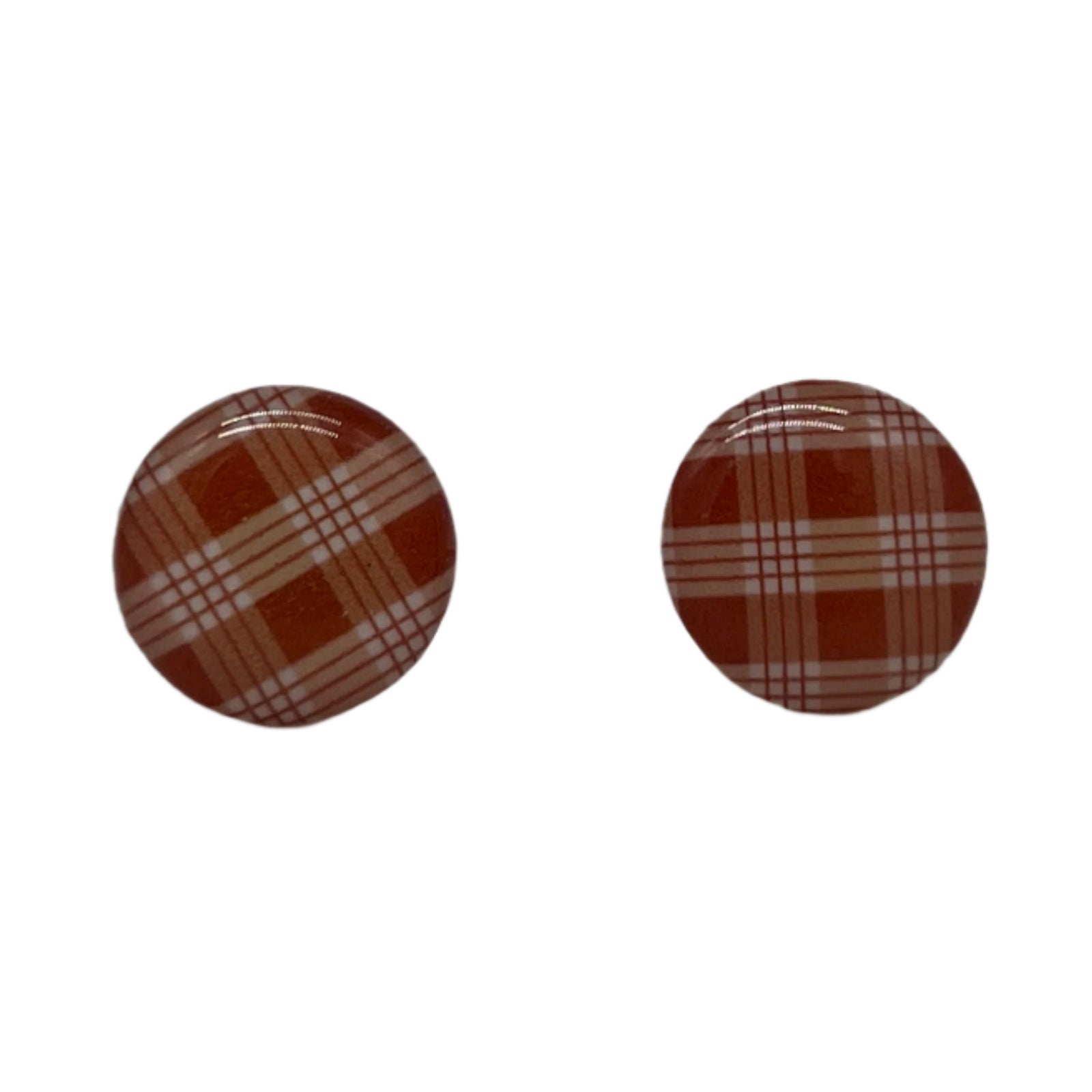 Small Palaka Stud Earrings - Brown
