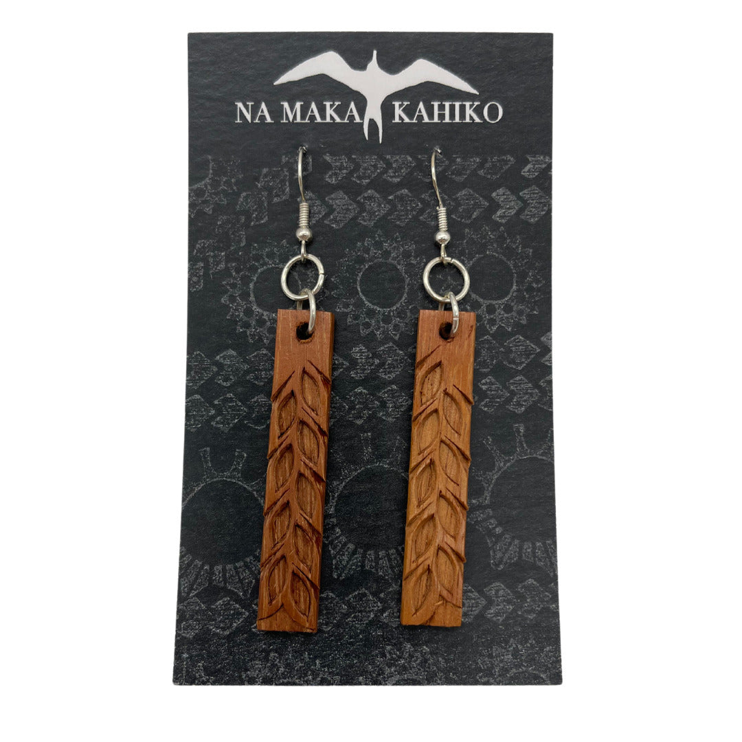 Pop-Up Mākeke - Na Maka Kahiko - Maile Lau Liʻi Liʻi Koa Kāpala Earrings - Front View