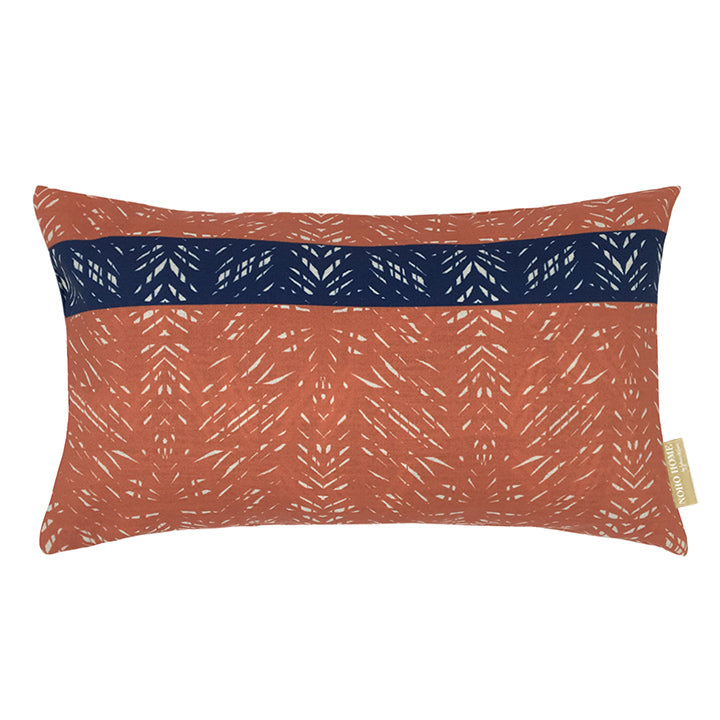 Pop-Up Mākeke - Noho Home - Batik Lumbar Pillowcase - Rust &amp; Navy